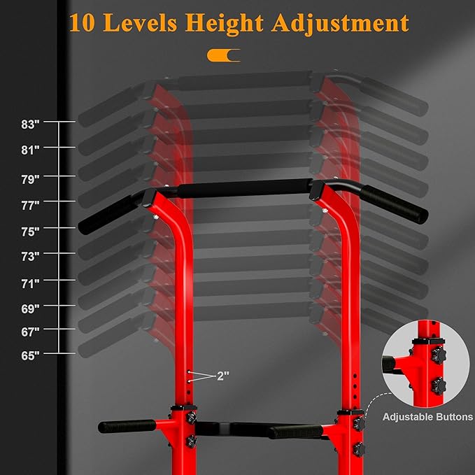 DlandHome Power Tower Pull Up Dip Station Multi-Function Fitness Equipment for Strength Training Adjustable Height Dip Stand for Home Gym