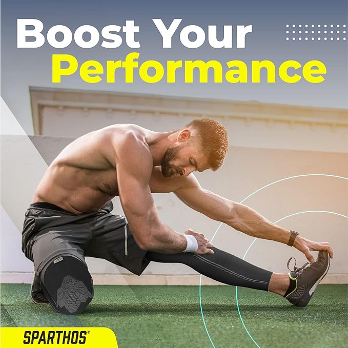 Sparthos Leg Compression Sleeves - Aid in Recovery and Support Active Lifestyle - Innovative Breathable Elastic Blend - Anti Slip, Day & Night Wear