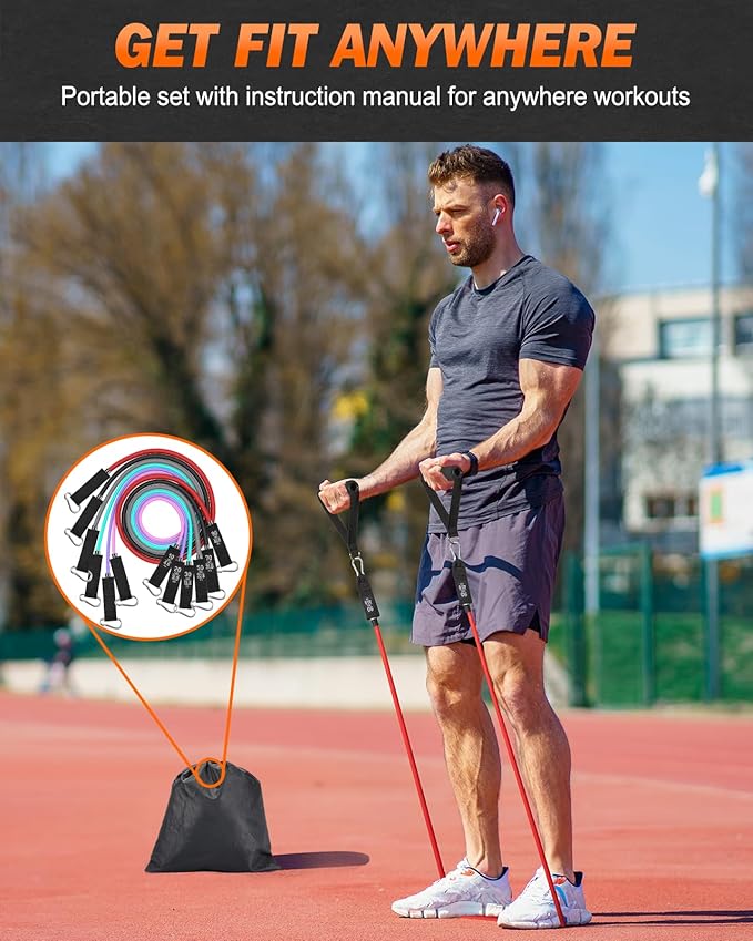 Zacro Resistance Bands for Working Out, 270 LBS Heavy Exercise Bands with Handles for Heavy Resistance Training, Home Gym Workout, Men/Women