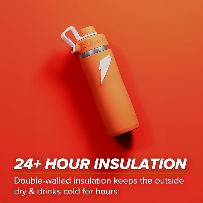 Gatorade 'Overtime' 22oz Stainless Steel Water Bottle, Twist Cap, Grey