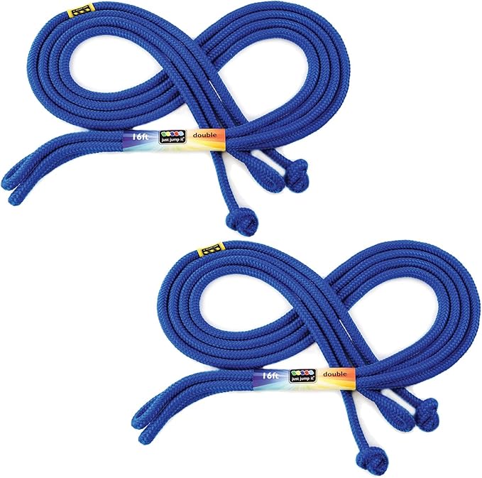 Just Jump It 16' Foot Jump Rope 2 Pack - Long Jump Ropes for Double Dutch - Outdoor Jump Ropes for Kids and Adults to Play Family Games & Exercise