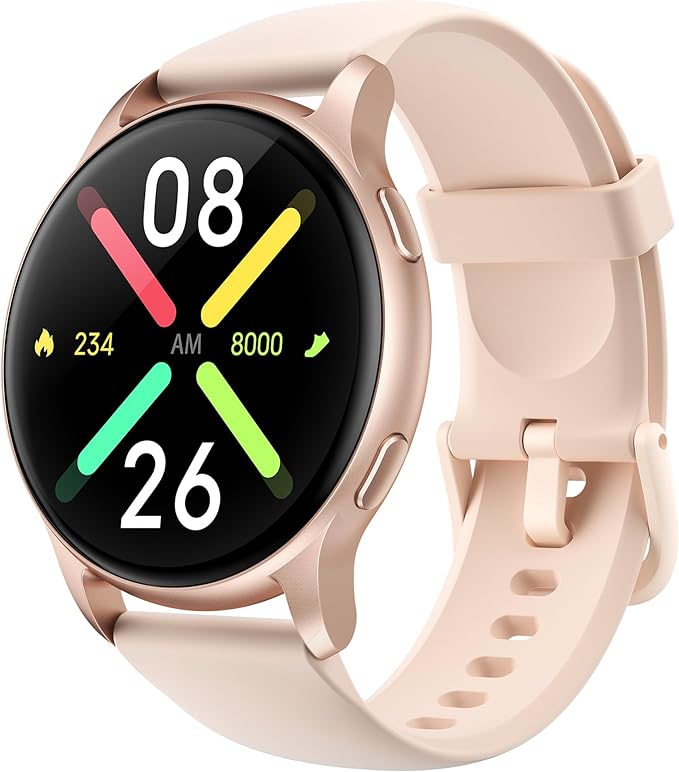 Parsonver Smart Watch, 5ATM Waterproof Swimming Watch, Smartwatch for Women with Bluetooth Calls, Fitness Tracker Heart Rate Sleep Monitor, Pedometer, 100+ Sports Modes for Android & iPhone, Rose Gold