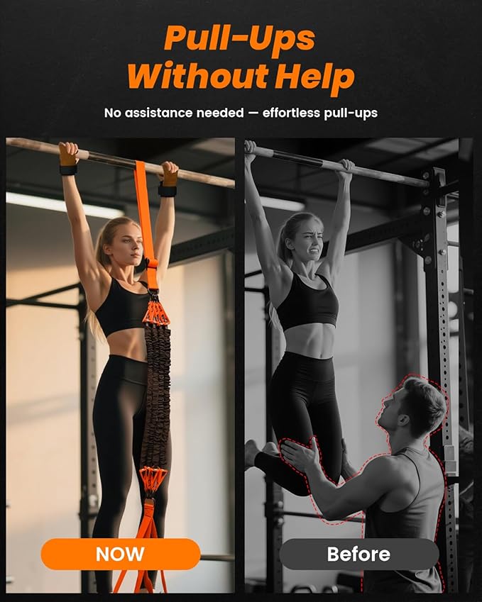 Pull Up Assistance Bands, Adjustable Heavy Duty Resistance Band for Pull Up Bar, Pull Up Assist Bands with Feet Rest for Strength Training, Home Fitness Workout Equipment, Height Adjustable