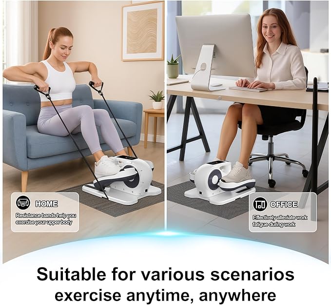Under Desk Elliptical Machine, Electric Ellipse Leg Exerciser as Seen on TV for Seniors, Seated Pedal Exerciser with Remote Control & 12 Adjustable Speed for Home Office