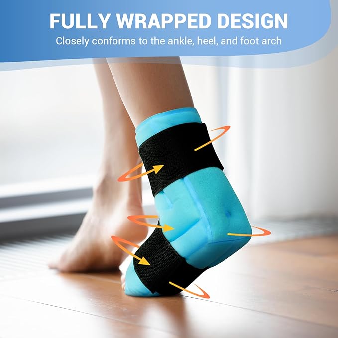 Comfytemp Ankle Foot Ice Pack Wrap for Plantar Fasciitis Relief, FSA Eligible, Ankles Brace for Sprained Ankle, Heel Spur, Swelling, Achilles Tendonitis, Pain, Hot Cold Physical Therapy Gifts, 1 Pcs