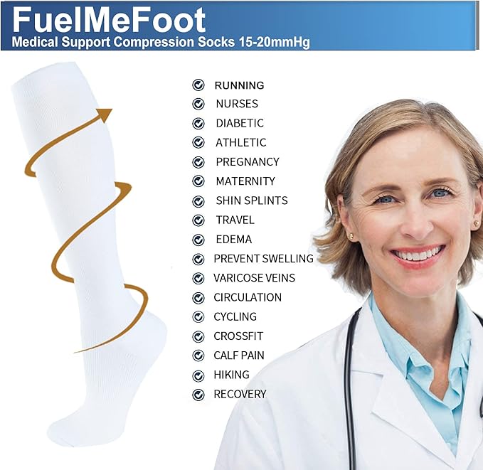 FuelMeFoot 3 Pack Copper Compression Socks - Compression Socks Women & Men Circulation - Best for Medical,Running,Athletic