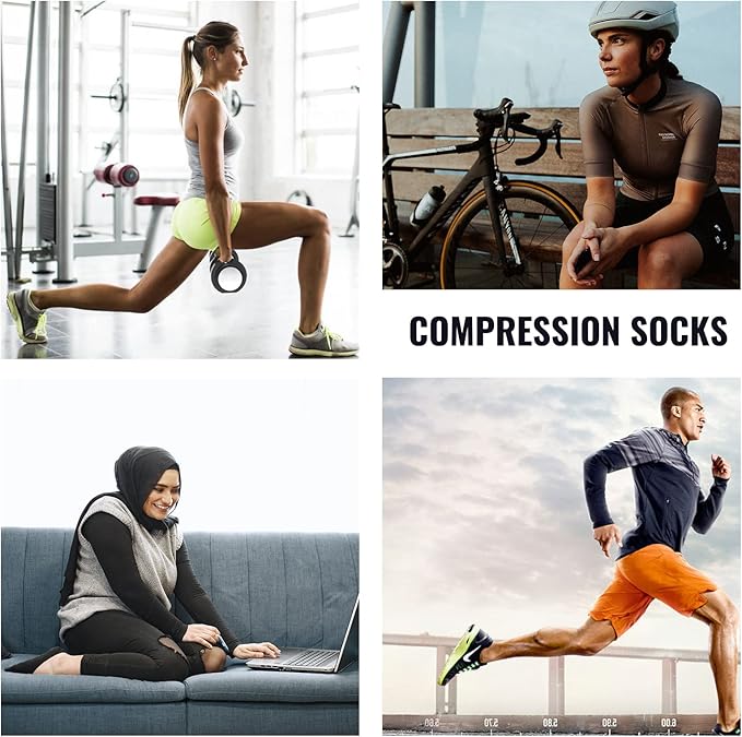 Compression Socks for Women Men Circulation Knee High 8 Pairs for Nurses, Running, Travel, Athletic