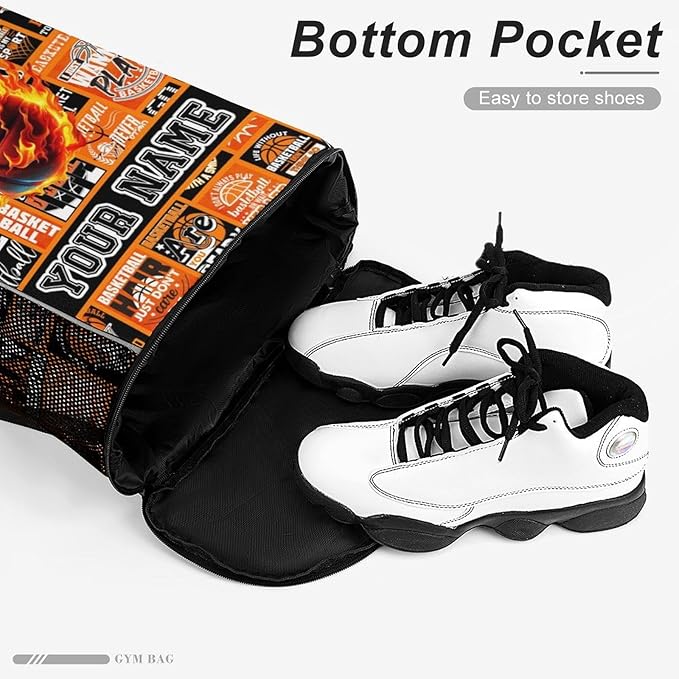 Custom Basketball Drawstring Backpack - Cool Cinch Sack, String Backpacks with Pocket for Kids Women Men Boys Girls for Gym Outdoor Sports Travel Athletic Drawstring Bag - Lightweight/Foldable