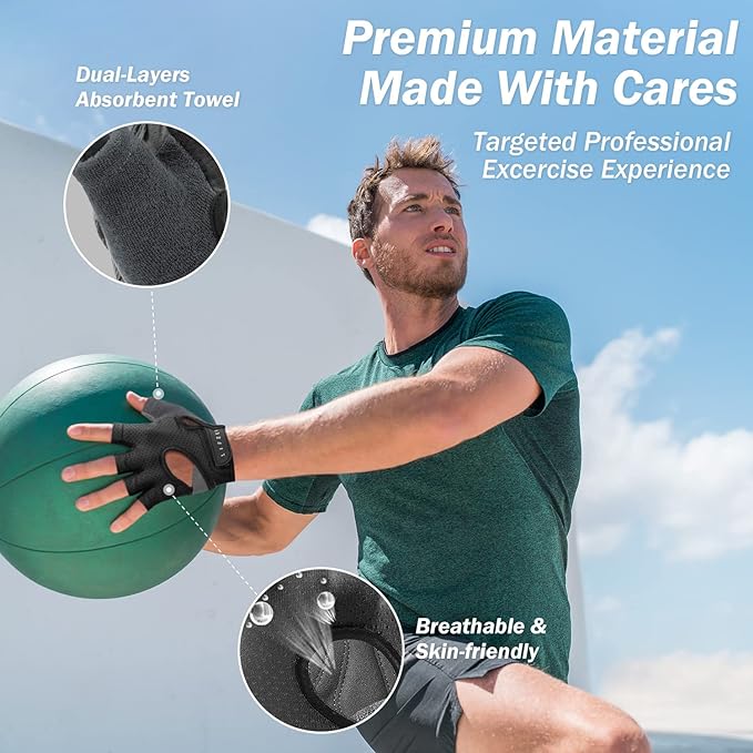 LIFECT Freedom Workout Gloves, Knuckle Weight Lifting Shorty Fingerless Gloves with Curved Open Back, for Powerlifting, Gym, Women and Men