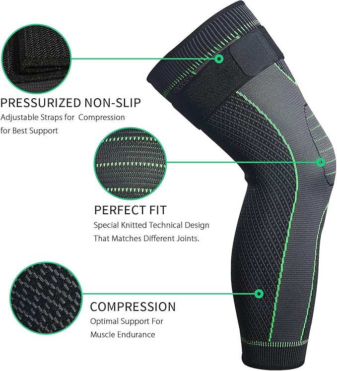 Full Leg Sleeves Long Compression Leg Sleeve Knee Sleeves Protect Leg, for Man Women Basketball, Arthritis Cycling Sport