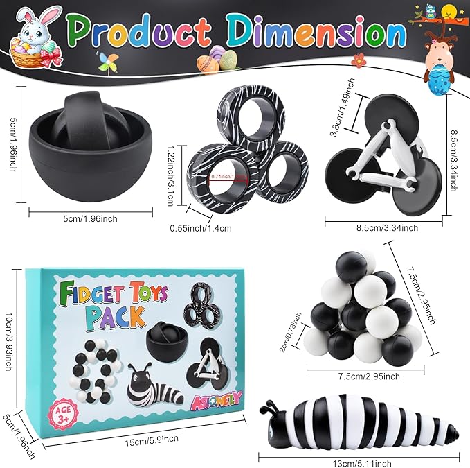 Fidget Spinner Adults Pack, Fidget Toys for Teens, 10PC Sensory Toys Set for Kids Autism, Easter Gift for Men Desk Toy Stress Relief Toys for ADHD