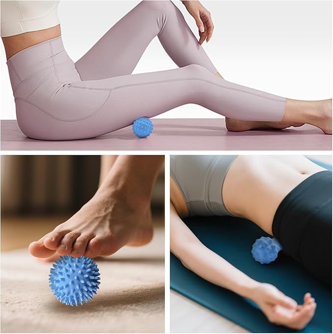 3 PCS Foot Massage Ball Roller Set with Lacrosse Ball, Spiky Ball, Massage Roller - Plantar Fasciitis Relief, Foot Massager for Muscle Pain Recovery, Trigger Point Therapy Tools