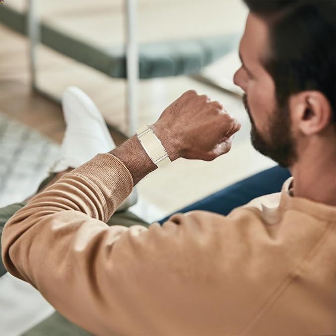 Smart Bracelet, 100+ Sport Modes Fitness Tracker with Continuous Heart Rate Blood Oxygen Sleep Monitor 24h, Ideal for Men and Women who Prefer a Discreet Yet Powerful Health Tracker (Beige) ﻿