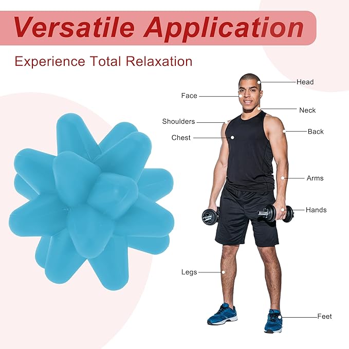 VOCOSTE Silicone Massage Ball, Fascia Massage Ball Tool for Trigger Point Pain Release, Foot Acupoint Trigger, Myofascial Massager for Exercise, Blue