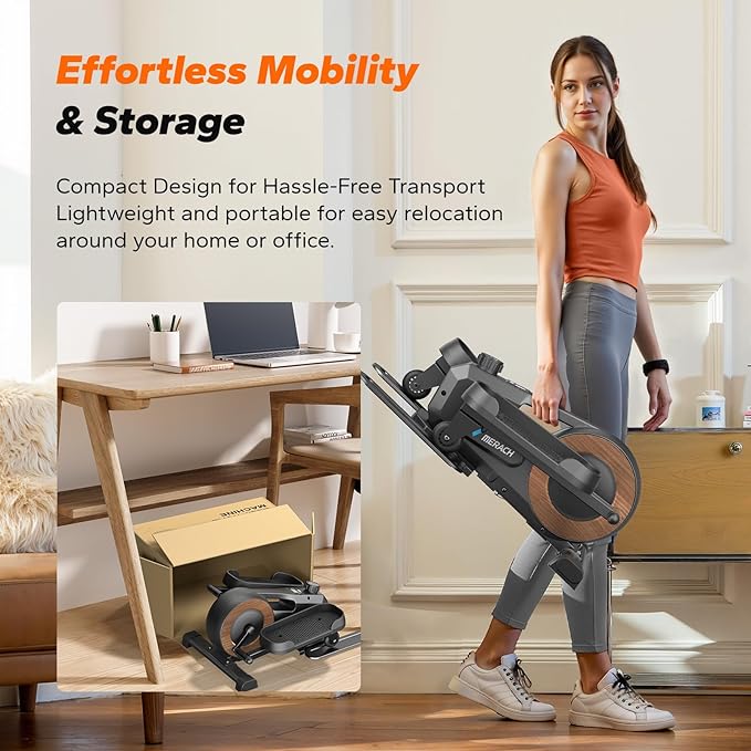 Sitting Under Desk Elliptical Machine, Leg Exerciser While Sitting for Seniors, Seated Pedal Exerciser, Quiet & Portable Pedal Exerciser with 8 Resistance Levels, Work from Home Fitness