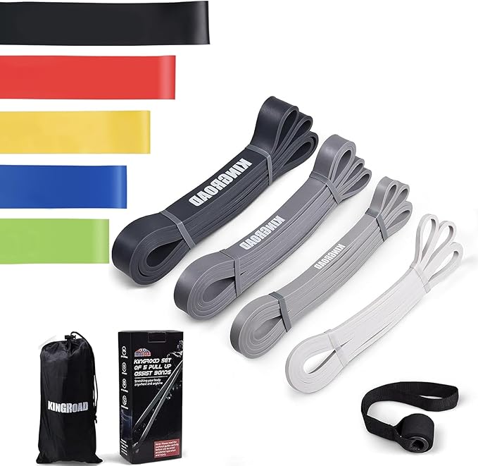 Resistance Band Pull Up Assistance Bands,Set of 5 Resistance Heavy Duty Exercise Stretch Fitness Bands for Stretching Power Lifting Workout Training with Instruction Guide