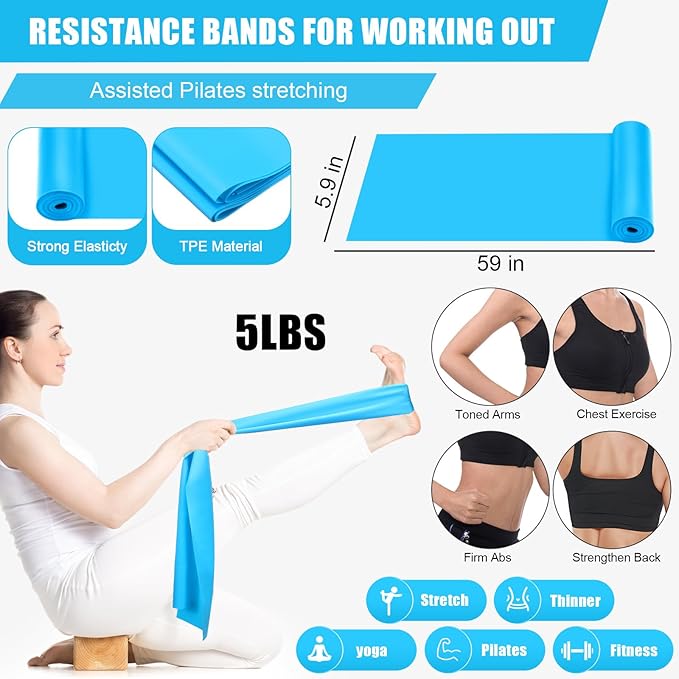 10 Pcs Pilates Ring Set for Women Home Yoga Equipment Accessories Pilates Ring Circle and Ball Workouts Gift Include Ball Yoga Circle Resistance Bands Block Straps Gym Bag