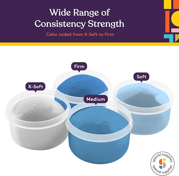 Special Supplies Therapy Putty for Kids and Adults - Resistive Hand Exercise Stress Relief Therapy Putty Kit, Set of 4 Strengths, Three Ounces of Each Putty (Ocean Colors)