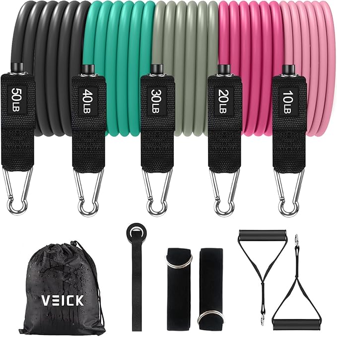 VEICK Resistance Bands, Exercise Bands, Workout Bands, Resistance Bands for Working Out with Handles for Men and Women, Exercising Bands for Fitness Weights Work Out at Home