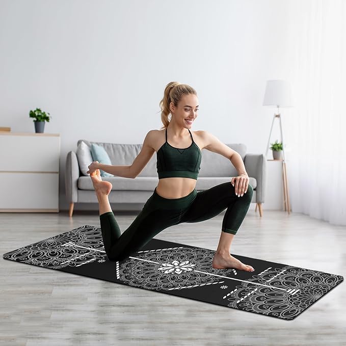 FOLAI Extra Thick Yoga Mat 6mm - Non-Slip Exercise Mat for HIIT, Pilates & Home Workouts & Workout with Free Carry Strap