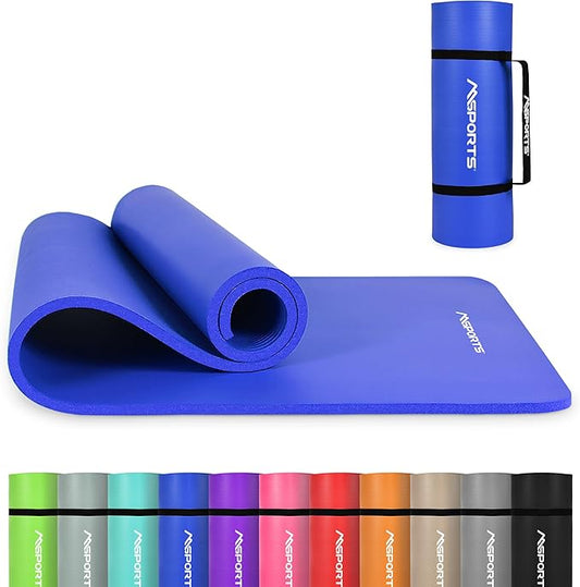 Yoga Mat Premium Non Slip Thick – Extra Comfortable Exercise Mat for Home Workouts, Pilates, Stretching & Gym – Cushioned NBR Foam, Gym Mat with Strap, for Women & Men