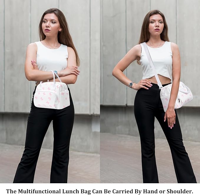 Insulated Lunch Bag for Women Men Large Reusable Lunch Box Adult Leakproof Portable Cooler Tote Bags for Work Picnic Bowknot