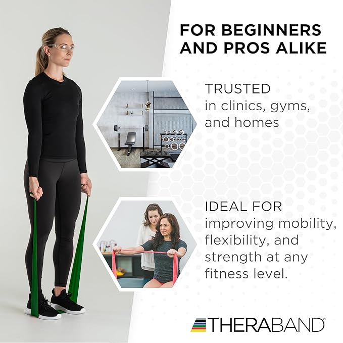 THERABAND Resistance Band 25 Yard Roll, Non-Latex Professional Elastic Stretch Bands for Upper & Lower Body Exercise Workouts, Physical Therapy, Lower Pilates, Flexibility, & Rehab, Dispenser Box