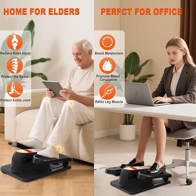 HOTSWEAT Under Desk Elliptical Machine, Ellipse Leg Exerciser as Seen on TV for Seniors, Portable Electric Seated Pedal Exerciser with Remote Control, 12 Speed Levels for Home Office
