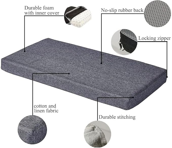 Bench Seat Memory Foam Chair Pads Non-Slip Rubber Back Indoor Swing/Settee Cushion 32 x 12 inch