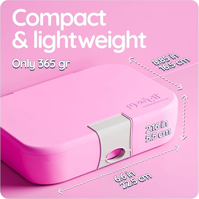 YOOPI Bento Box for Kids, Leak-Proof, BPA-Free School Bento Lunch Box Containers with Compartments. Online Healthy Meal Planning, Durable, Easy-Clean, Eco-Friendly Lunchbox for Girls (Pink).