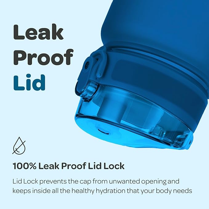 Hydracy Water Bottle with Time Marker -Large BPA Free Water Bottle & No Sweat Sleeve -Leak Proof Gym Bottle with Fruit Infuser Strainer & Times to Drink -Ideal for Fitness Sports & Outdoors