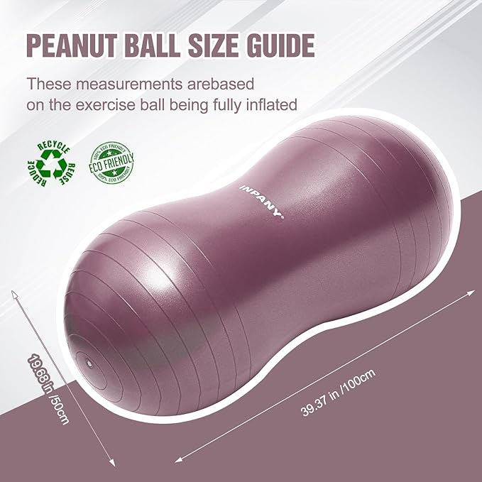 INPANY Peanut Ball - Exercise Ball for Labor Birthing, Anti-Burst Physical Therapy for Kids, Core Strength, Flexible Seating, Home & Gym Fintness, Sensory Chair Wiggle Seat for Girls and Boys