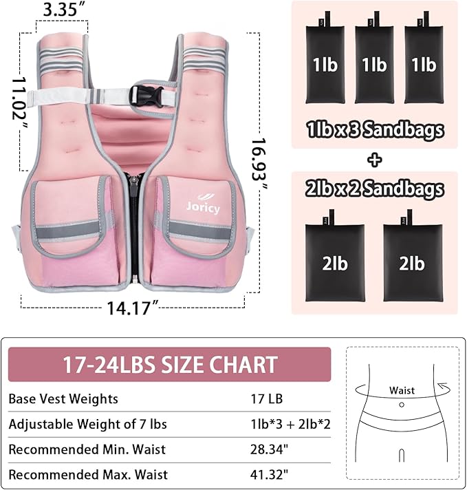 Adjustable Weighted Vest Woman 5-12lb/9-16lb/17-24lb/23-30lb Weight Vest with Reflective Stripe, Zipper Rucking Running Vests for Women Men Workout Walking Strength Training Weight Loss Fitness Weightlifting