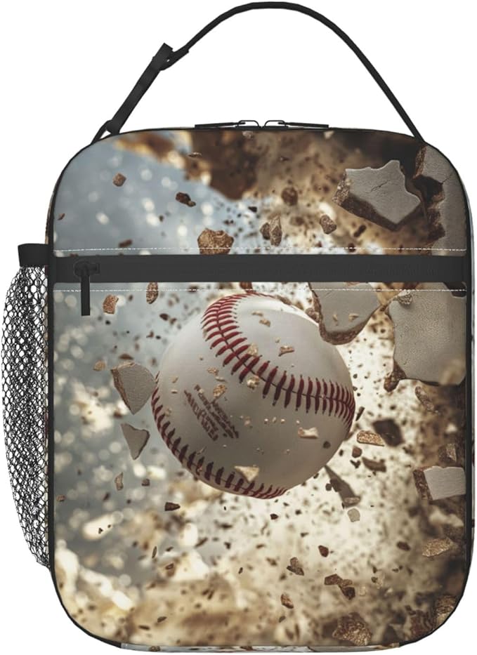 Lunch Box for Women Men, Baseball Theme Insulated Lunch Box Reusable Portable Lunch Bag Cooler Tote Waterproof Lunch Container for Office Picnic Work Travel Hiking