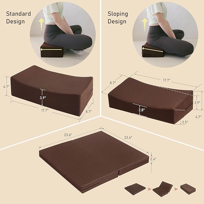 Meditation Cushion - Floor Pillow for Adults - Floor Seating & Meditation Pillow - Yoga Bolster with Washable Cover - High Density Responsive Bamboo Charcoal Foam for Sitting