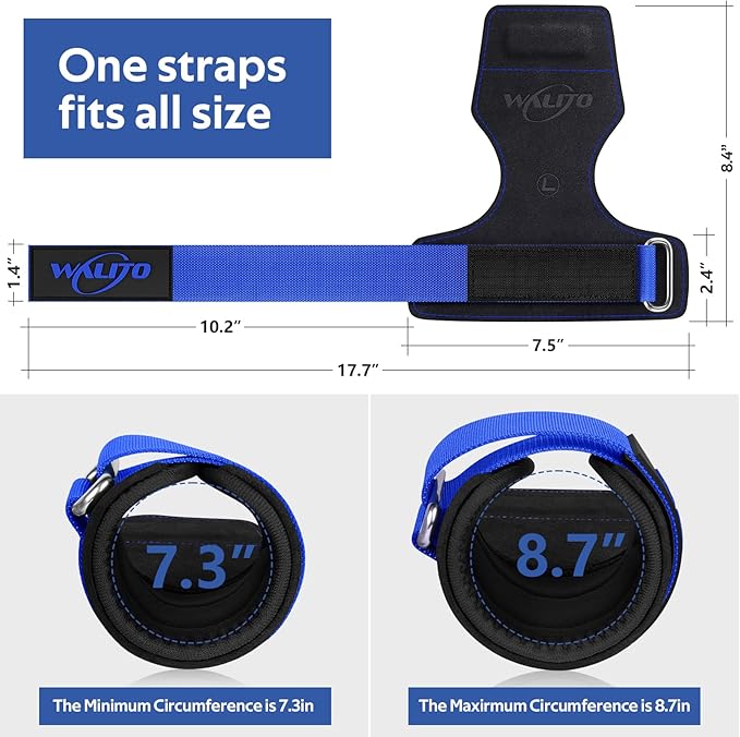 WALITO Weight Lifting Wrist Strap, Double Leather Weightlifting Wrist Straps for Gym Strength Training, Neoprene Padded Wrist Wraps - for Men & Women (Pair)