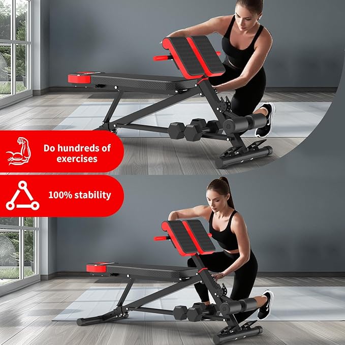 K KiNGKANG Adjustable Weight Bench,Roman Chair Load 500 LBS Workout Bench for Home Gym Workout Fitness Equipment Adjusts to Decline or Flat Bench