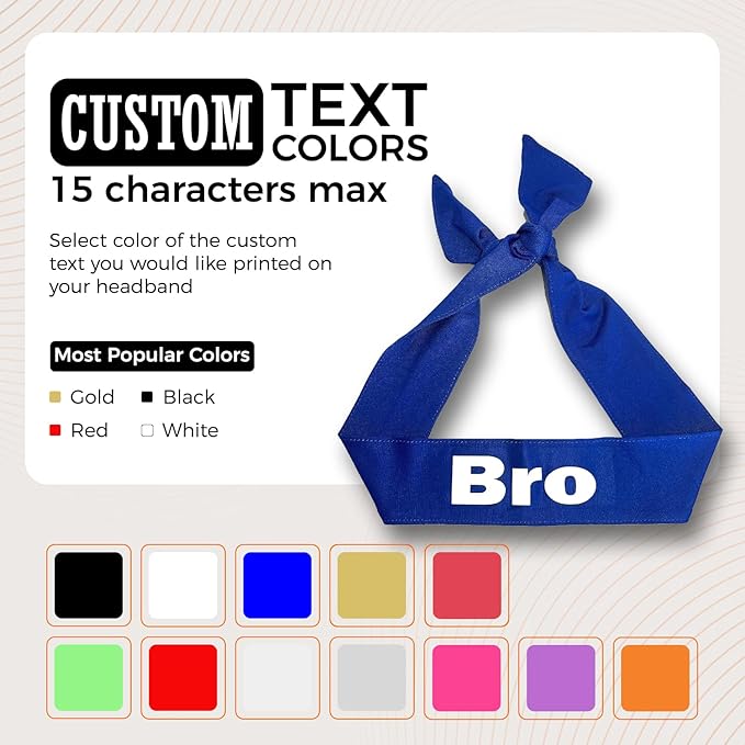Customized Personalized Sports Tie Headband in Multiple Colors and Fonts, Ninja Style Head Tie Perfect for Sports and Activities