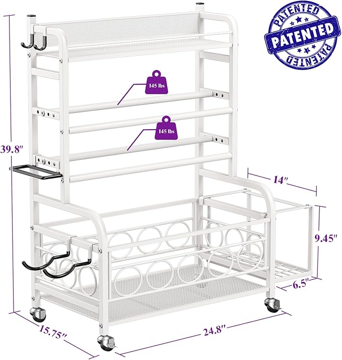 400LBS Dumbbell Rack, VOPEAK Adjustable Weight Rack for Home Gym, Home Gym Storage Rack for Yoga Mat Kettlebells and Strength Training Equipment, Weight Storage Rack for Dumbbells with Wheels