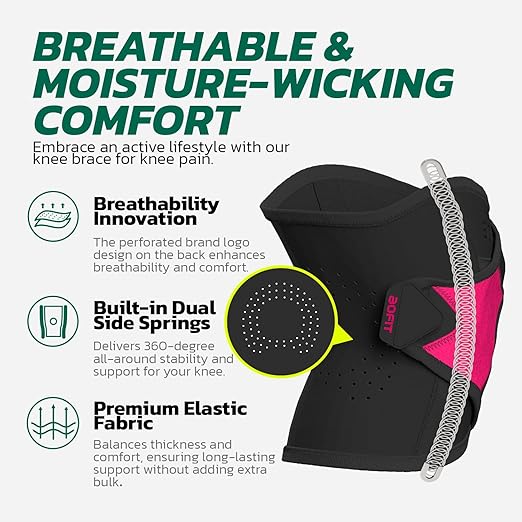 Knee Brace for Women Men Knee Pain Meniscus Tear Arthritis Patella Dislocation Best Osteoarthritis Adjustable Compression with Memory Stabilizers for ACL MCL Breathable for Injury Recovery 4XL