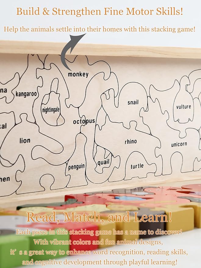 Hot Shot Tools Wooden Alphabet A-Z Puzzles for Toddlers: Jumbo Puzzles Traffic Parade Game for Kids 3-4