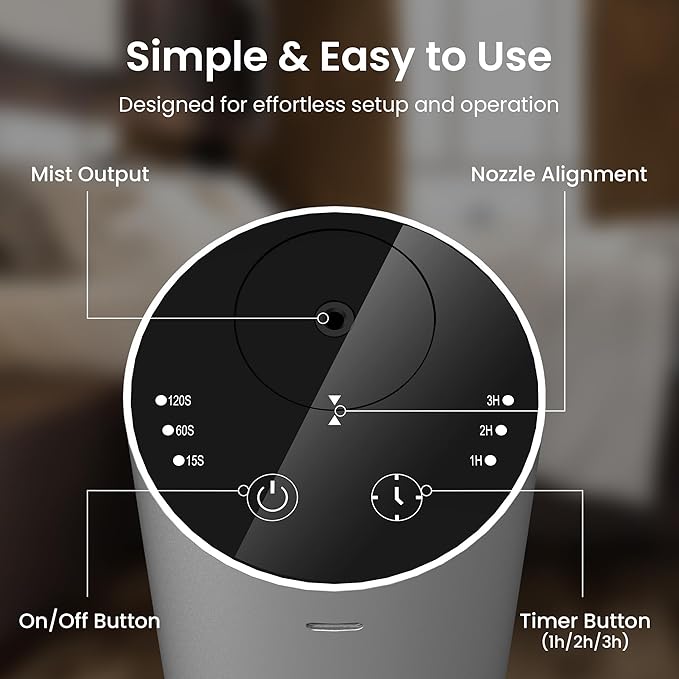 LiteMist Waterless Essential Oil Diffuser - Aluminum Aromatherapy Oil Diffuser, Rechargeable USB-C Scent Diffusers for Home, Car & Office, Quiet Operation, 0.35oz/0.7oz Bottle Capacity