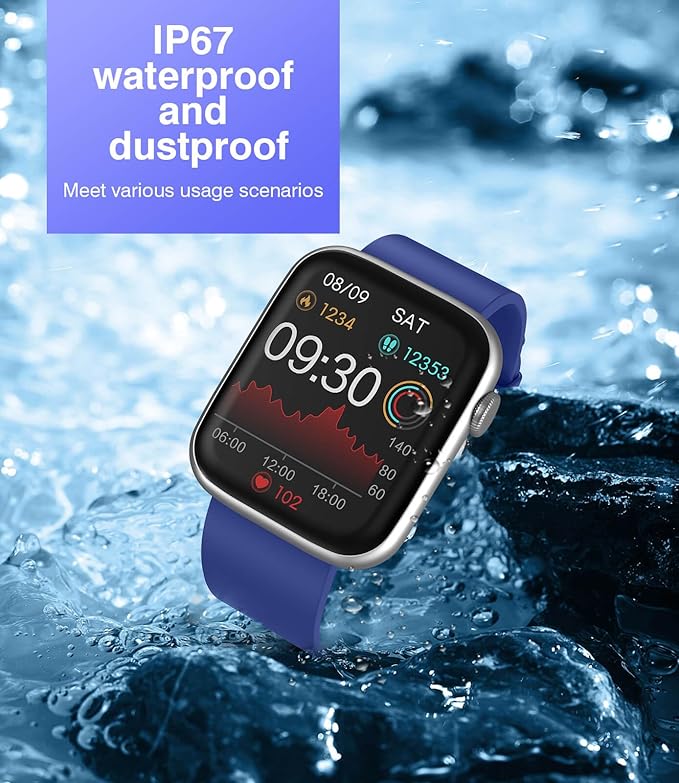 Smart Watches for Men Women with Blood Pressure Monitor, 1.9'' HD Full Touch Screen Fitness Tracker, 123 Sports Modes, Waterproof Smartwatch with Heart Rate, Blood Oxygen Compatible Android and iOS