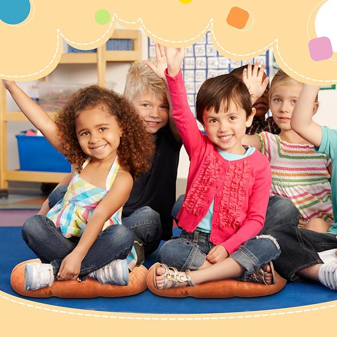 Fumete 8 Pcs 16 Inch Round Floor Cushions for Kids and Toddlers, Flexible Seating Classroom Furniture Floor Pillow for Home, Daycare, Preschool, Yoga and Meditation (Orange)