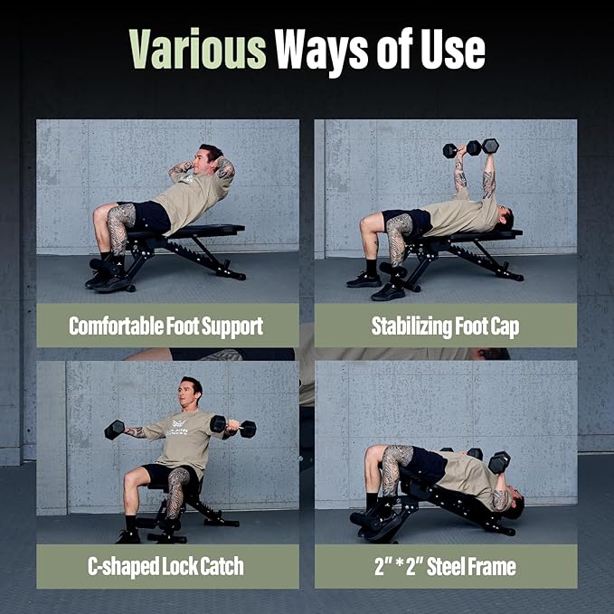 MAJOR FITNESS Weight Bench, Adjustable Workout Bench for Strength Training, Bench Press, and Full-Body Workouts for Home Garage Gym