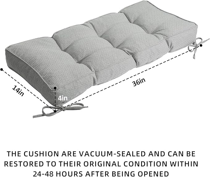 Detiblue Bench Cushion for Indoor Furniture，36x14x4Inch Tufted Bench Seat Cushion with Non-Slip, Comfortable and Durable for Shoe/Entryway/Storage with Cushion（CrossLinen Light Gray）