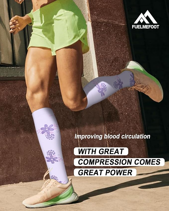 FuelMeFoot 6 Pairs Compression Socks for Women & Men 15-20mmHg Graduated Support Knee High Socks for Nurses, Travel, Athletic