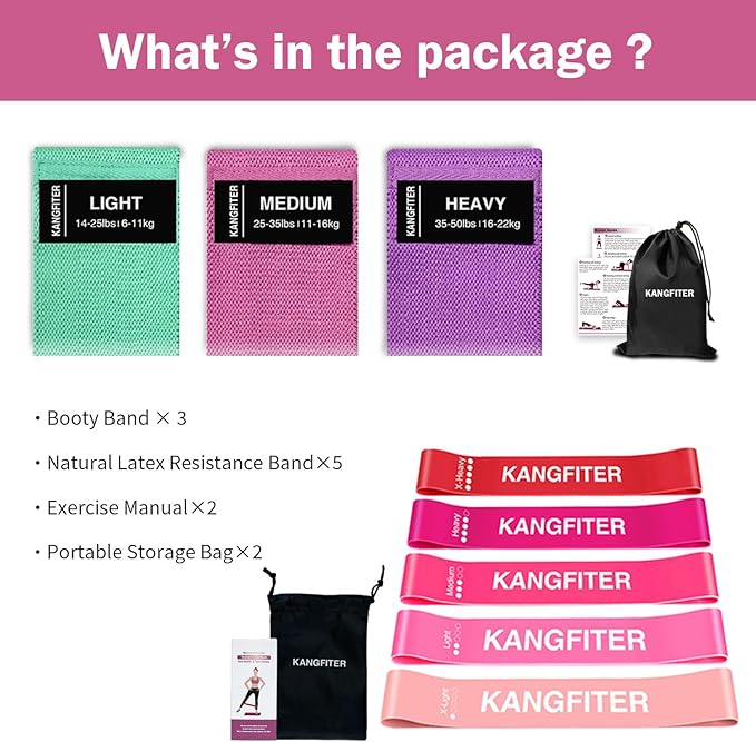 Non-Slip Fabric Resistance Bands for Working Out, Loop Exercise Bands for Booty Leg, Butt, Glute, Stretch Workout Bands for Women & Men, Hip Elastic Bands for Home Gym Fitness, Yoga, Pilates