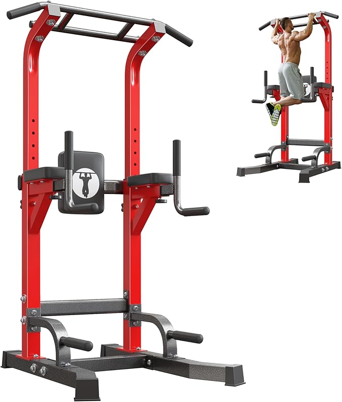 SogesPower Multi-Function Power Tower Pull Up Bar Station Pull Up Dip Station for Home Gym, Adjustable Height Pull Up Bar Stand Dip Bar Strength Training Workout Equipment