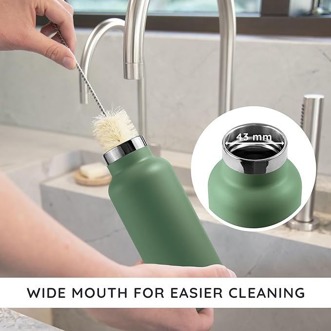 Bambaw 32oz Insulated Water Bottle, Green Stainless Steel Water Bottle, Large Water Bottle Stainless Steel, Hiking Water Bottle, Metal Water Bottle, 32 oz Water Bottle – Sage Green